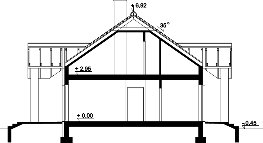Przekrój domu jednorodzinnego Tesla