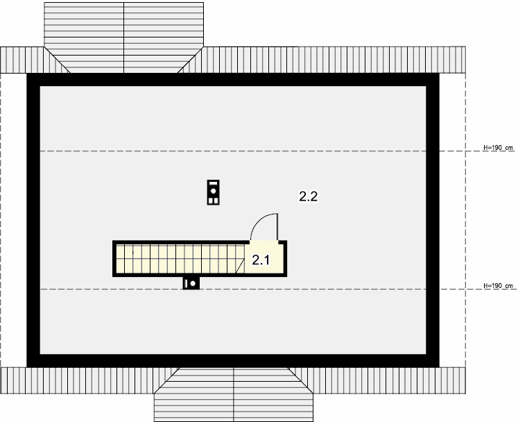 Rzut strychu domu jednorodzinnego Tesla