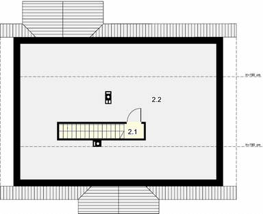 Rzut strychu domu jednorodzinnego Tesla