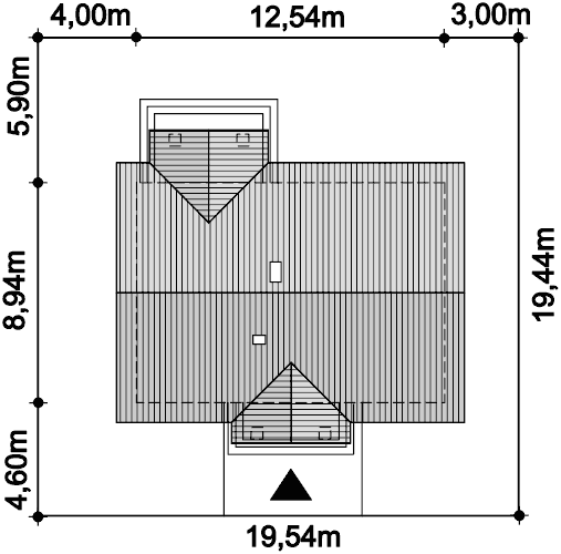 Rzut usytuowania domu jednorodzinnego Tesla