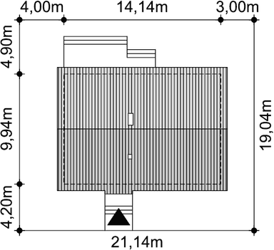 Rzut usytuowania domu jednorodzinnego Tiara 2 na działce