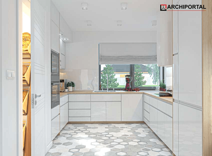 Wizualizacja wnętrza kuchni w projekcie domu jednorodzinnego Tiara 2