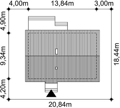 Rzut usytuowania domu jednorodzinnego Tiara na działce