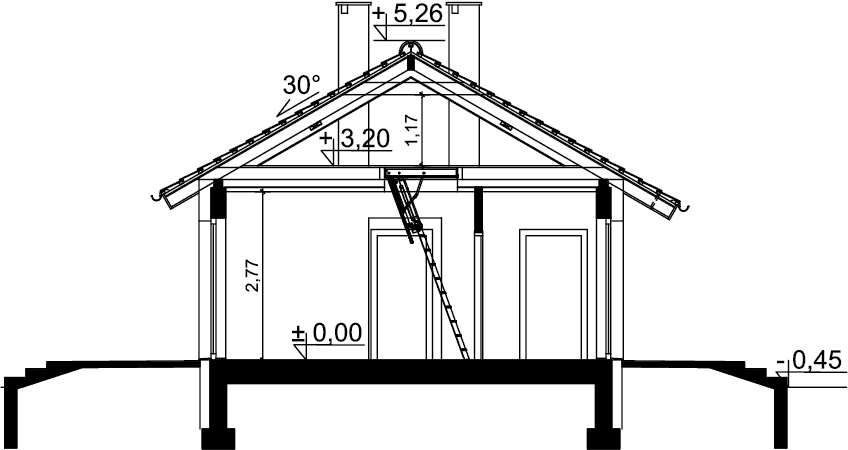 Przekrój domu jednorodzinnego Tiara mini