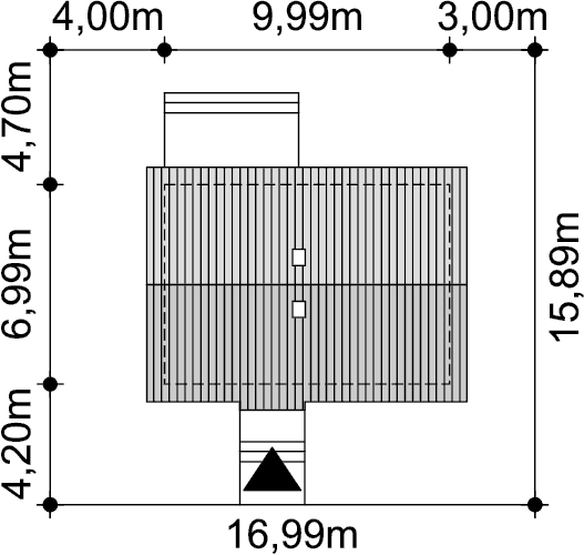 Rzut usytuowania domu jednorodzinnego Tiara mini na działce