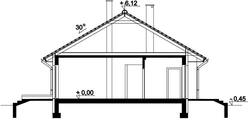 Przekrój domu jednorodzinnego Tobiasz paliwo stałe