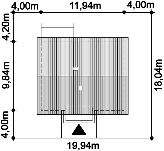 Rzut usytuowania domu jednorodzinnego Tobiasz paliwo stałe na działce