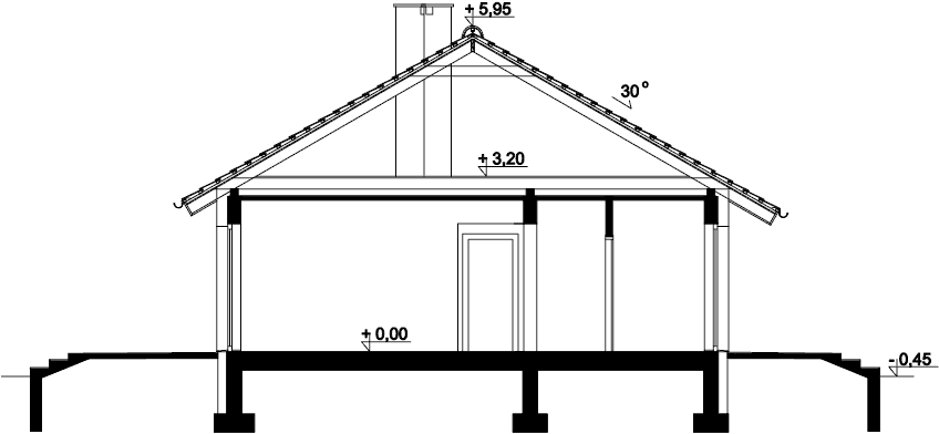 Przekrój domu jednorodzinnego Tracja 2