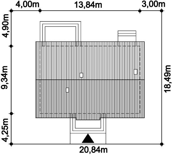 Rzut usytuowania domu jednorodzinnego Tracja 2 na działce