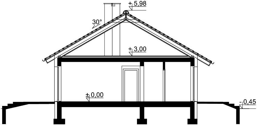 Przekrój domu jednorodzinnego Tracja 2 Teriva