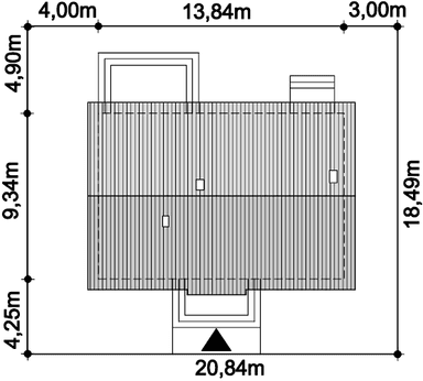 Rzut usytuowania domu jednorodzinnego Tracja 2 Teriva na działce