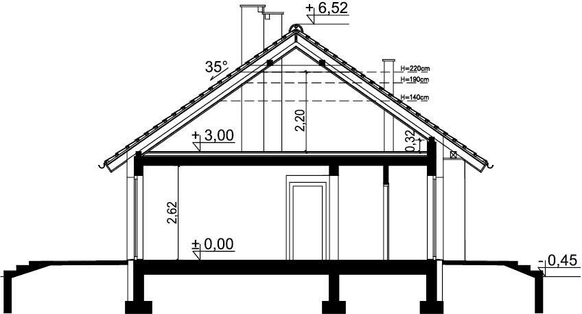 Przekrój domu jednorodzinnego Tracja 4