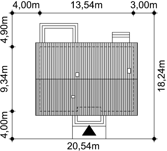 Rzut usytuowania domu jednorodzinnego Tracja 4 na działce