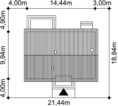 Rzut usytuowania domu jednorodzinnego Tracja 5 na działce