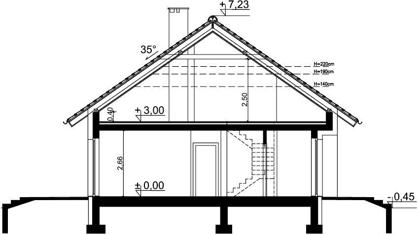 Przekrój domu jednorodzinnego Tracja 7