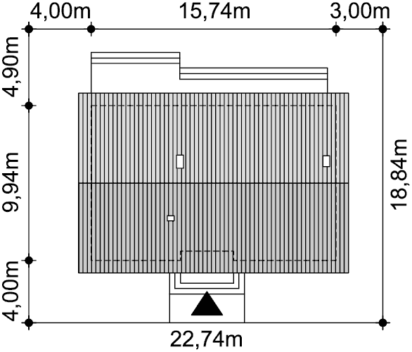 Rzut usytuowania domu jednorodzinnego Tracja 7 na działce