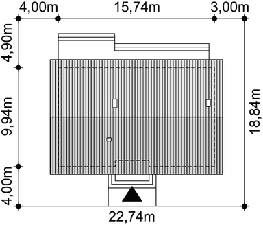 Rzut usytuowania domu jednorodzinnego Tracja 7 na działce