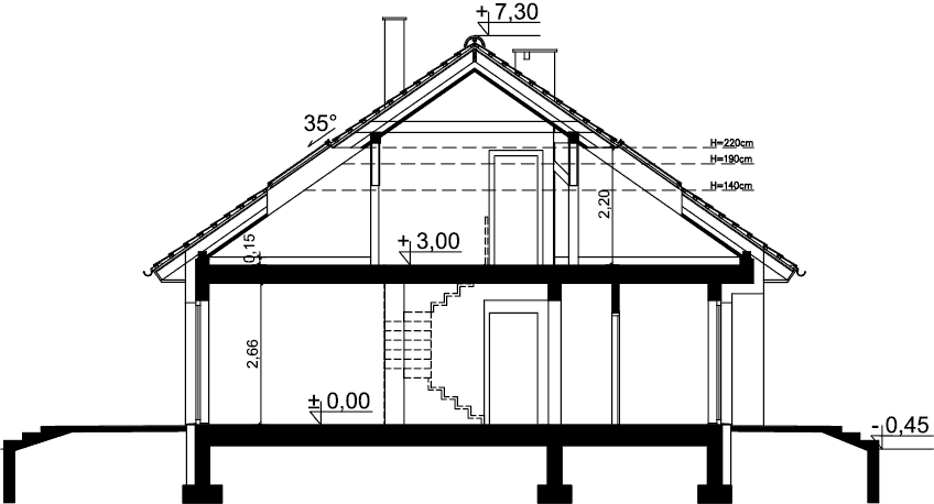 Przekrój domu jednorodzinnego Tracja 8