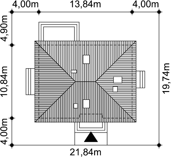 Rzut usytuowania domu jednorodzinnego Tracja 8 na działce