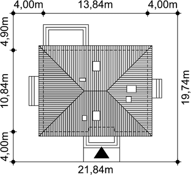 Rzut usytuowania domu jednorodzinnego Tracja 8 na działce