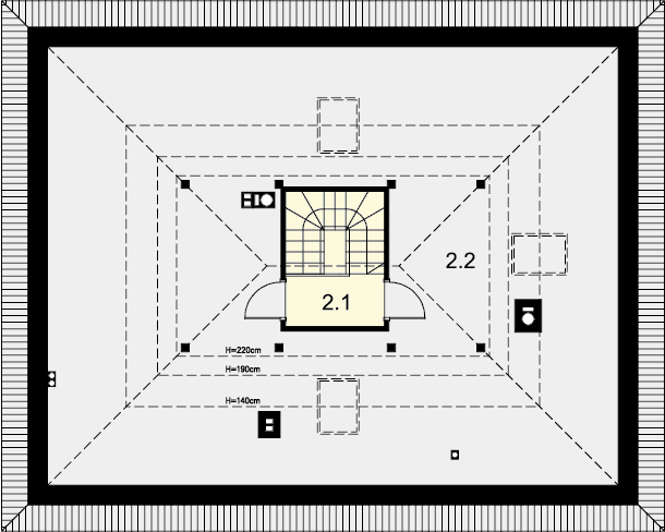 Rzut strychu domu jednorodzinnego Tracja 8
