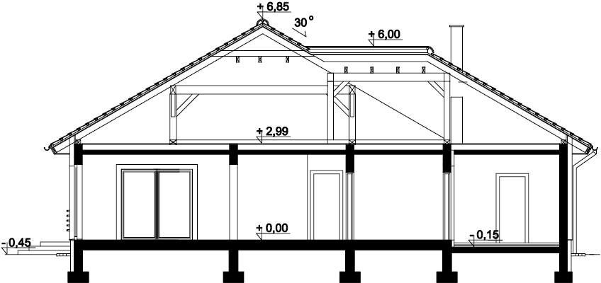 Przekrój domu jednorodzinnego Tryton 2