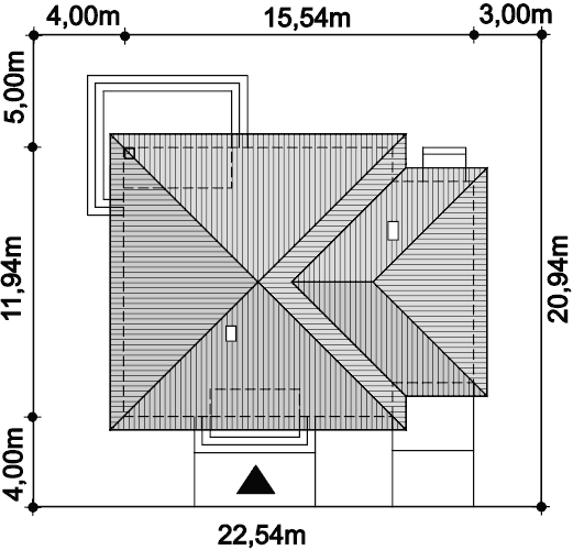 Rzut usytuowania domu jednorodzinnego Tryton 2 na działce