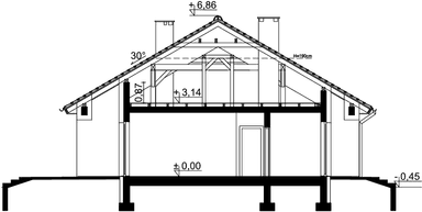 Przekrój domu jednorodzinnego Tryton 2 Teriva