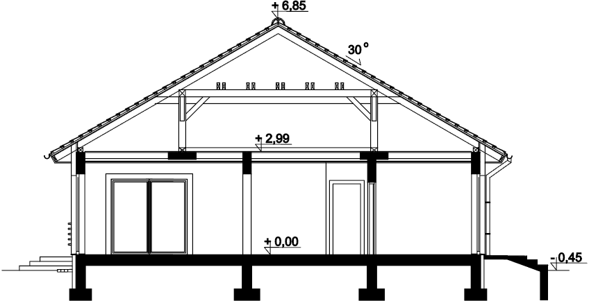 Przekrój domu jednorodzinnego Tryton