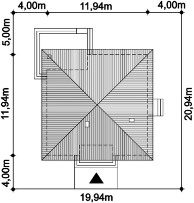 Rzut usytuowania domu jednorodzinnego Tryton na działce