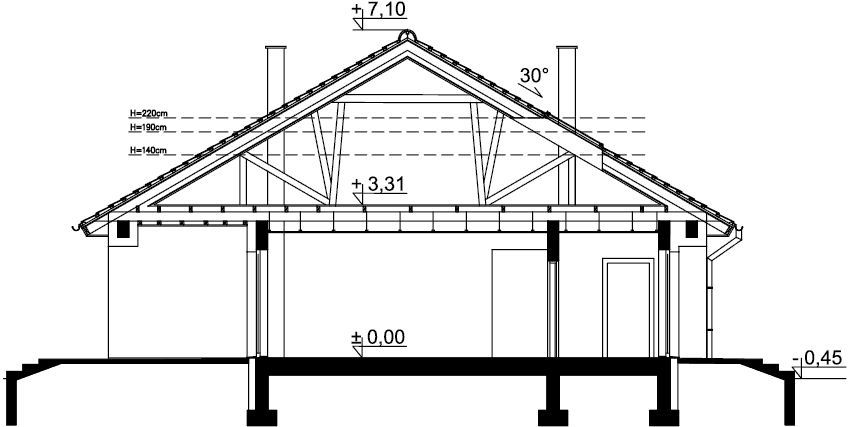 Przekrój domu jednorodzinnego Tryton3 WZ
