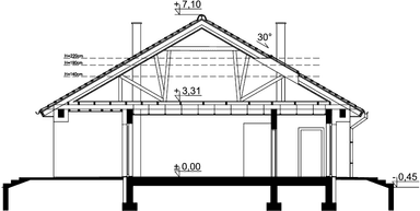 Przekrój domu jednorodzinnego Tryton3 WZ