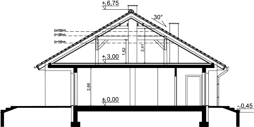 Przekrój domu jednorodzinnego Tryton 5