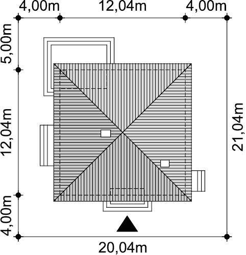 Rzut usytuowania domu jednorodzinnego Tryton 5 na działce