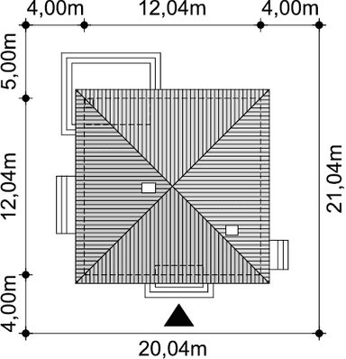 Rzut usytuowania domu jednorodzinnego Tryton 5 na działce
