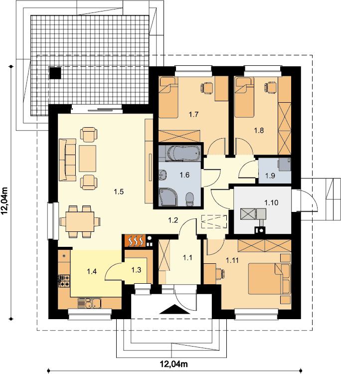 Wizualizacja domu jednorodzinnego Tryton B