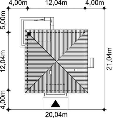Rzut usytuowania domu jednorodzinnego Tryton Teriva na działce