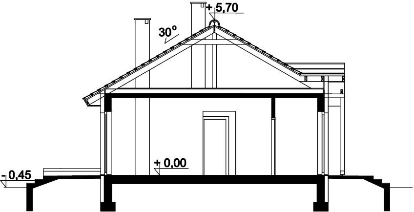 Przekrój domu jednorodzinnego Tula