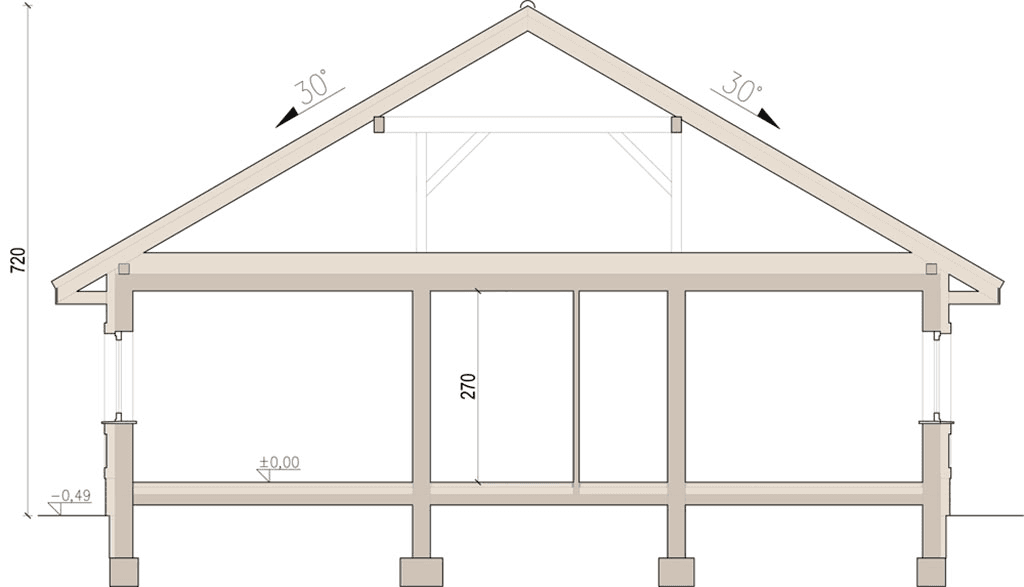 przekrój domu jednorodzinnego Aframon 2