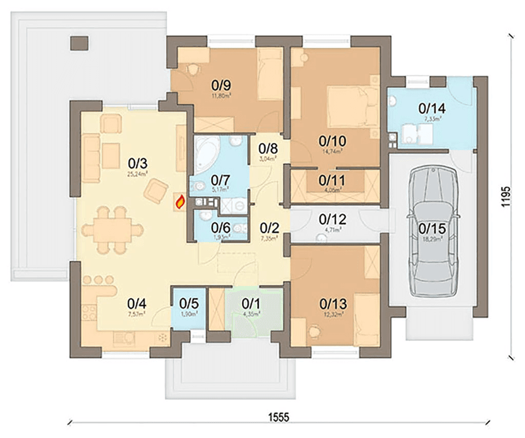 rzut parteru domu jednorodzinnego Aframon 2