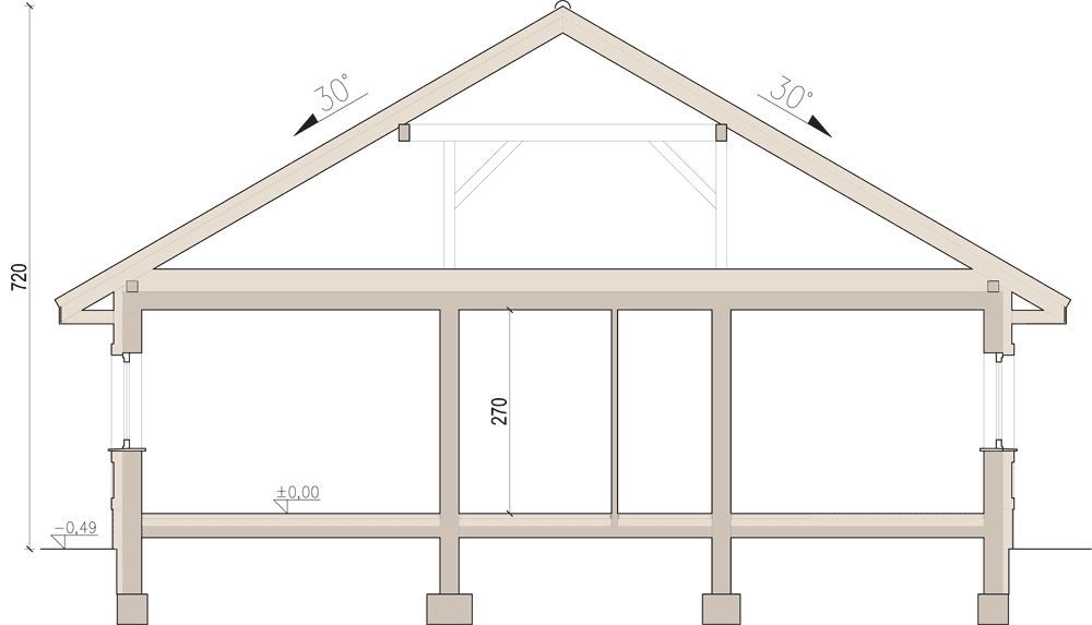 przekrój domu jednorodzinnego Aframon