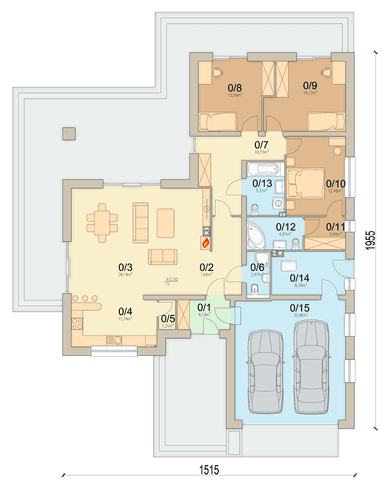 Rzut parteru domu jednorodzinnego Aloes 2