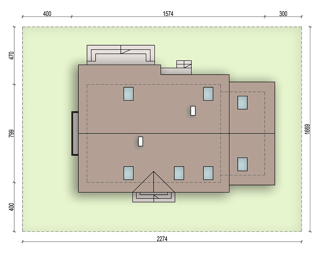 Rzut usytuowania domu jednorodzinnego Amaretto 2 na działce
