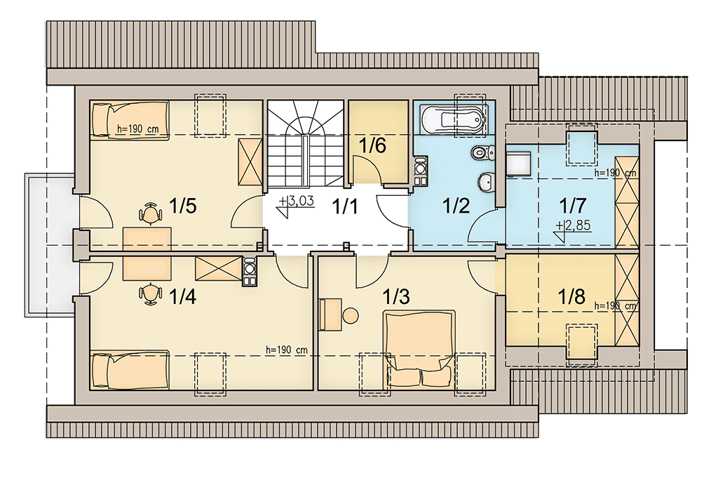Rzut poddasza domu jednorodzinnego Amaretto 2