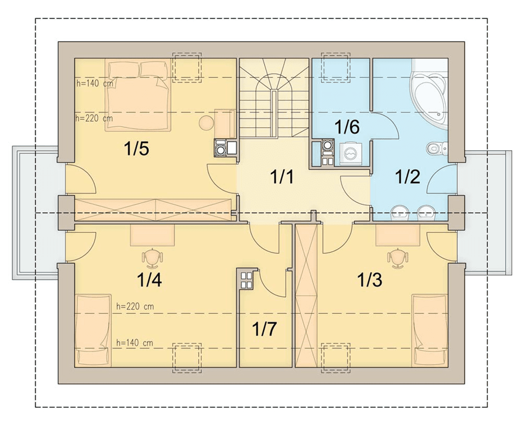 rzut poddasza domu jednorodzinnego Amaretto 3