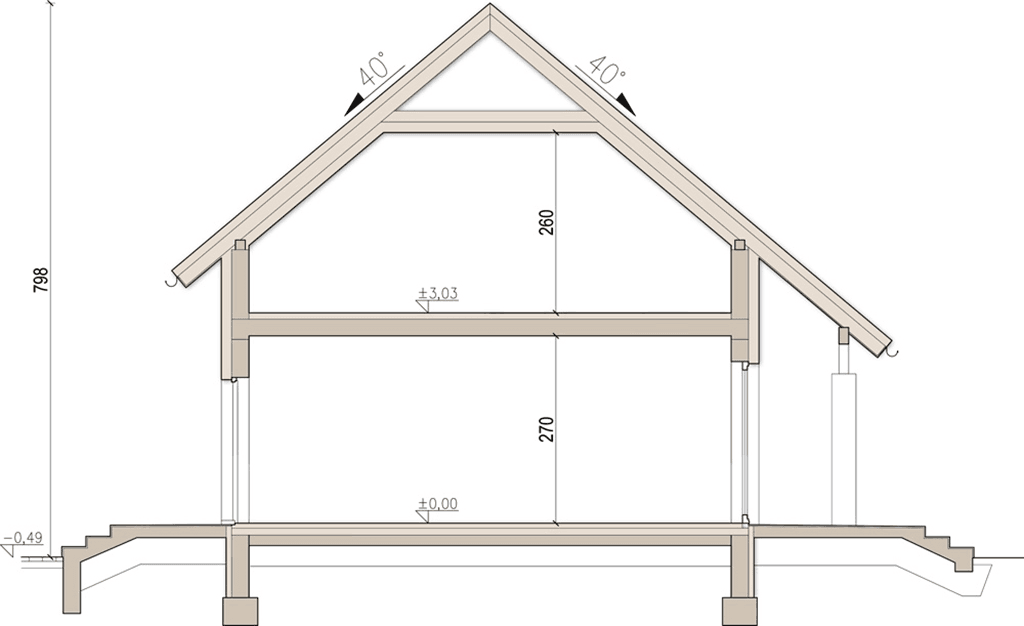 Przekrój domu jednorodzinnego Anyż