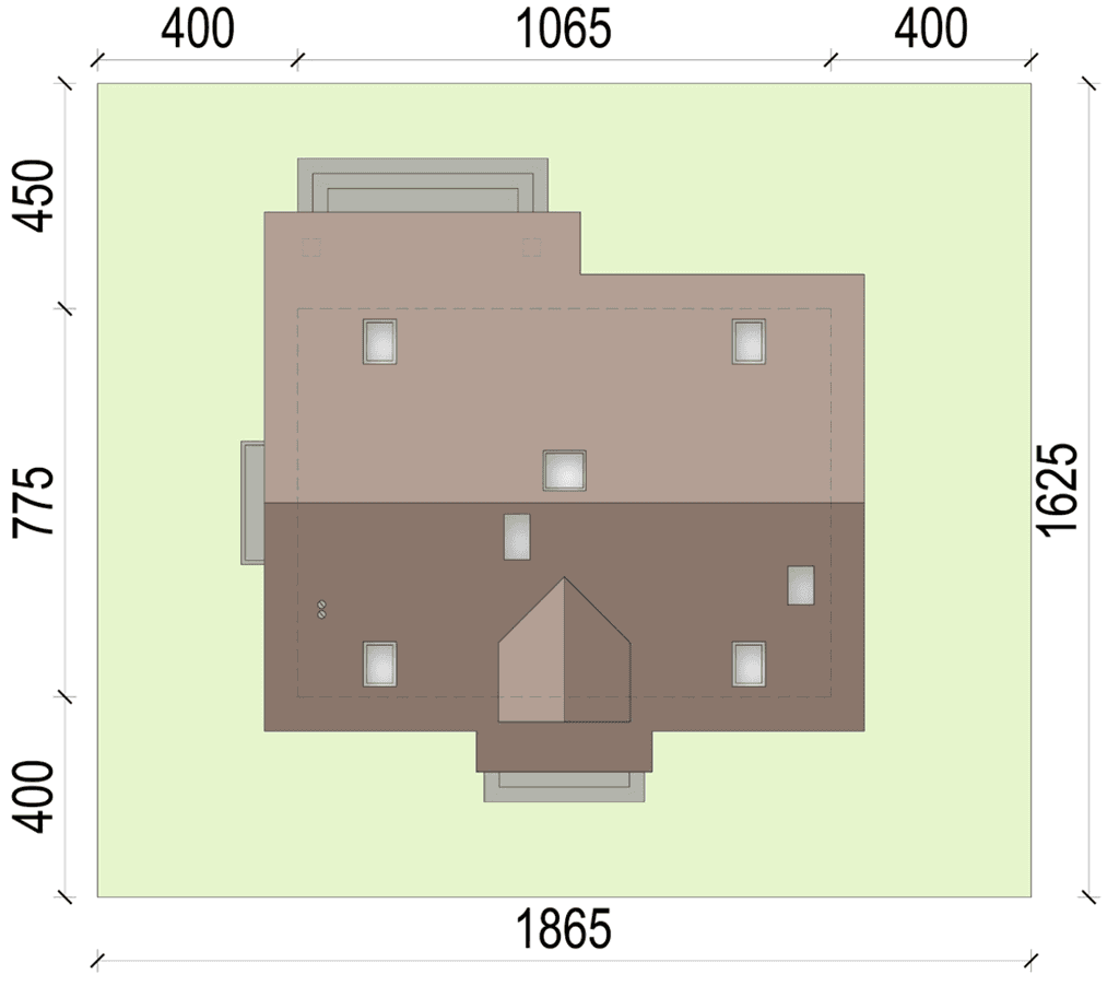 Rzut usytuowania domu jednorodzinnego Anyż na działce