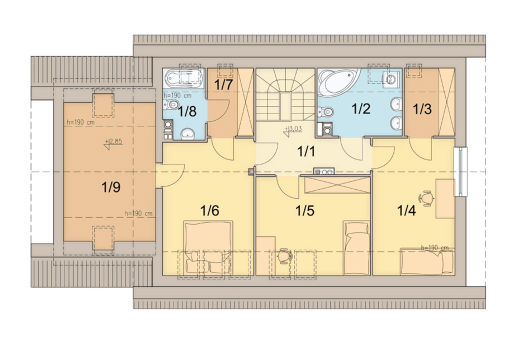 rzut poddasza domu jednorodzinnego Aronia 2