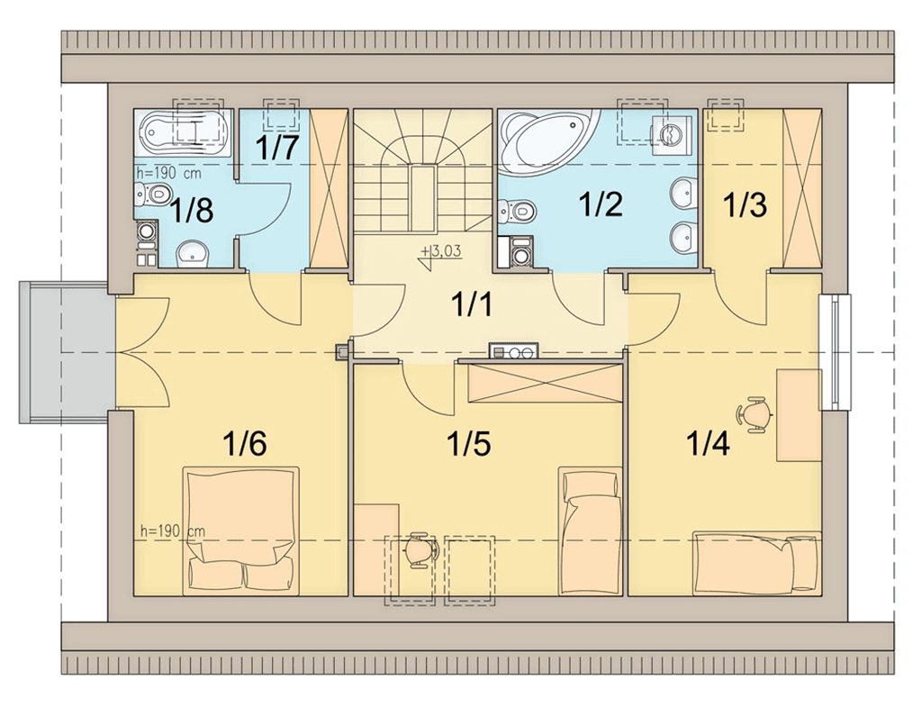 Rzut poddasza domu jednorodzinnego Aronia
