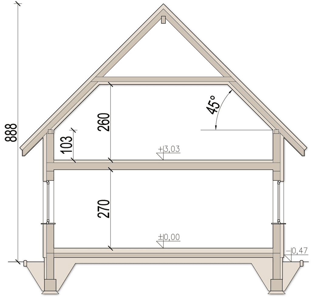 Przekrój domu jednorodzinnego Aronia
